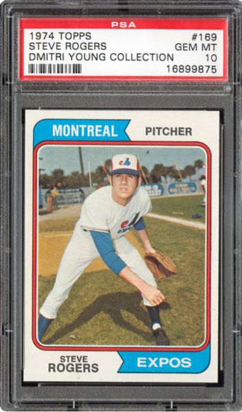 1974 TOPPS #169 STEVE ROGERS GEM MINT PSA 10 (1/4) - DMITRI YOUNG COLLECTION