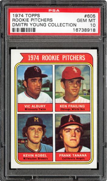 1974 TOPPS #605 FRANK TANANA GEM MINT PSA 10 (1/2) - DMITRI YOUNG COLLECTION