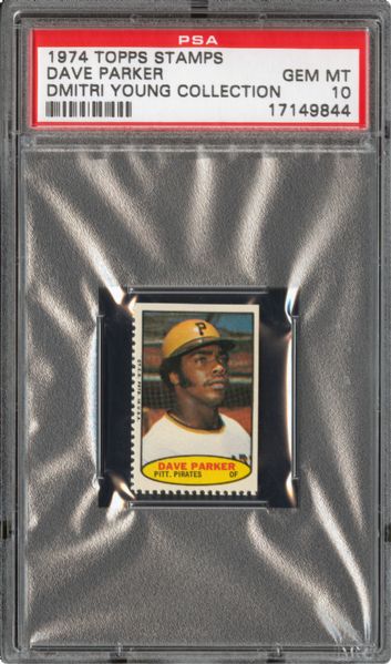1974 TOPPS STAMPS DAVE PARKER GEM MINT PSA 10 (1/3) - DMITRI YOUNG COLLECTION