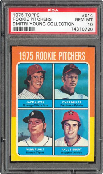 1975 TOPPS #614 VERN RUHLE GEM MINT PSA 10 (1/14) - DMITRI YOUNG COLLECTION