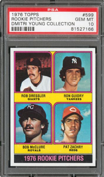 1976 TOPPS #599 RON GUIDRY GEM MINT PSA 10 (1/2) - DMITRI YOUNG COLLECTION