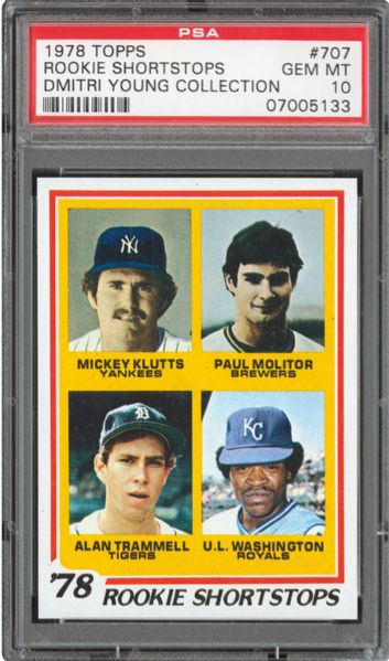 1978 TOPPS #707 PAUL MOLITOR GEM MINT PSA 10 (1/13) - DMITRI YOUNG COLLECTION