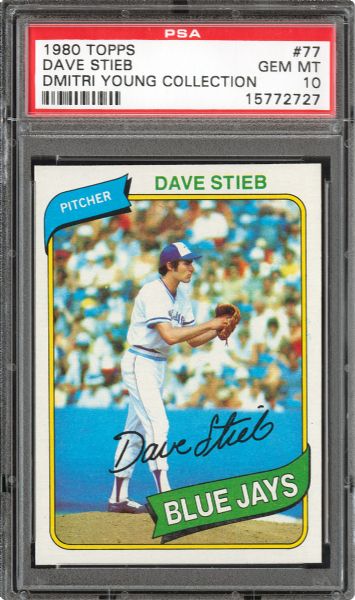 1980 TOPPS #77 DAVE STIEB GEM MINT PSA 10 (1/18) - DMITRI YOUNG COLLECTION