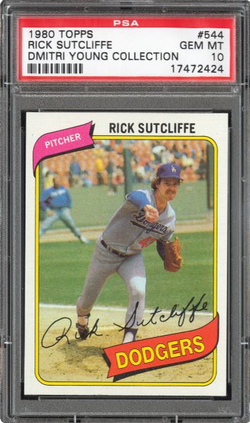 1980 TOPPS #544 RICK SUTCLIFFE GEM MINT PSA 10 - DMITRI YOUNG COLLECTION