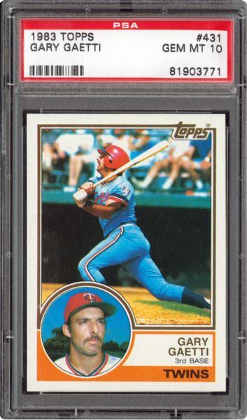 1983 TOPPS #431 GARY GAETTI GEM MINT PSA 10 (1/6) - DMITRI YOUNG COLLECTION