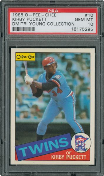 1985 OPC #10 KIRBY PUCKETT GEM MINT PSA 10 (1/12) - DMITRI YOUNG COLLECTION