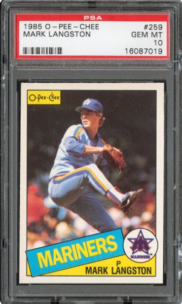 1985 OPC #259 MARK LANGSTON GEM MINT PSA 10 (1/3) - DMITRI YOUNG COLLECTION
