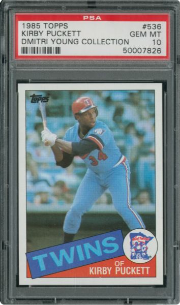 1985 TOPPS #536 KIRBY PUCKETT GEM MINT PSA 10 - DMITRI YOUNG COLLECTION