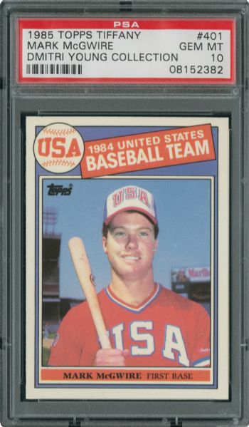 1985 TOPPS TIFFANY #401 MARK MCGWIRE GEM MINT PSA 10 - DMITRI YOUNG COLLECTION