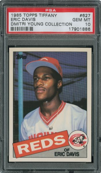 1985 TOPPS TIFFANY #627 ERIC DAVIS GEM MINT PSA 10 (1/14) - DMITRI YOUNG COLLECTION