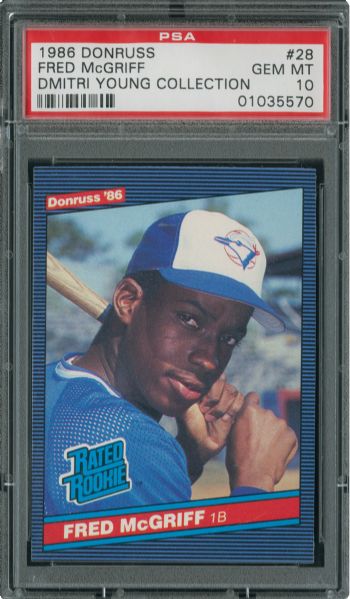 1986 DONRUSS #28 FRED MCGRIFF GEM MINT PSA 10 - DMITRI YOUNG COLLECTION