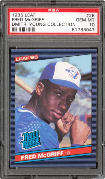 1986 LEAF #28 FRED MCGRIFF GEM MINT PSA 10 (1/21) - DMITRI YOUNG COLLECTION