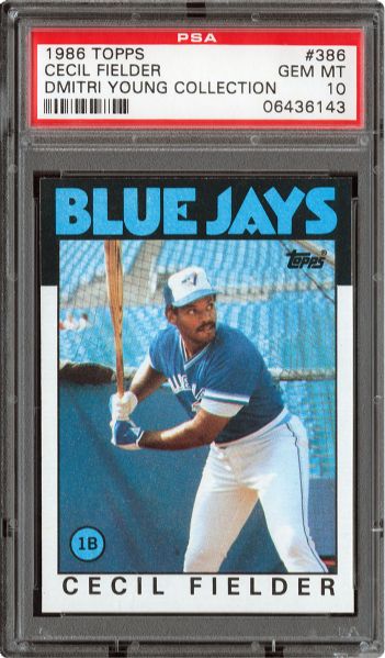 1986 TOPPS #386 CECIL FIELDER GEM MINT PSA 10 (1/5) - DMITRI YOUNG COLLECTION