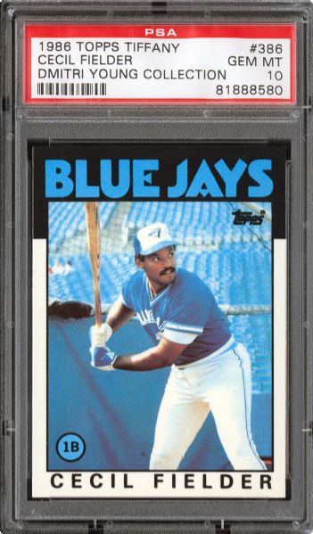 1986 TOPPS TIFFANY #386 CECIL FIELDER GEM MINT PSA 10 (1/21) - DMITRI YOUNG COLLECTION
