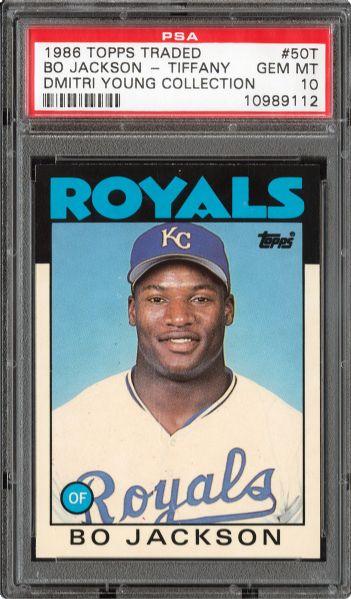 1986 TOPPS TRADED TIFFANY #50T BO JACKSON GEM MINT PSA 10 (1/20) - DMITRI YOUNG COLLECTION