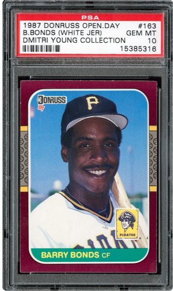 1987 DONRUSS OPENING DAY #163 BARRY BONDS (WHITE JERSEY) GEM MINT PSA 10 - DMITRI YOUNG COLLECTION