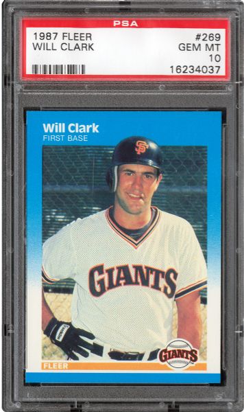 1987 FLEER #269 WILL CLARK GEM MINT PSA 10 - DMITRI YOUNG COLLECTION