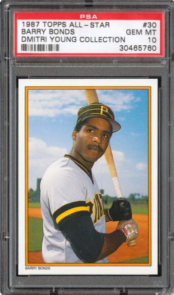 1987 TOPPS ALL-STAR #30 BARRY BONDS GEM MINT PSA 10 - DMITRI YOUNG COLLECTION