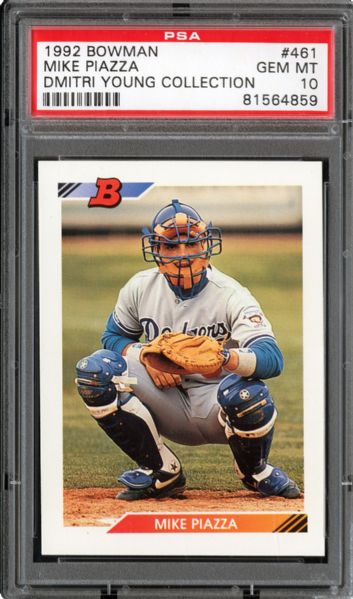 1992 BOWMAN #461 MIKE PIAZZA GEM MINT PSA 10 - DMITRI YOUNG COLLECTION