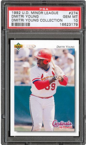 1992 UPPER DECK MINOR LEAGUE #274 DMITRI YOUNG GEM MINT PSA 10 (1/1) - DMITRI YOUNG COLLECTION