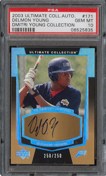 2003 ULTIMATE COLLECTION AUTO. #171 DELMON YOUNG GEM MINT PSA 10 (1/10) - DMITRI YOUNG COLLECTION