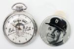BABE RUTH POCKET WATCH AND BABE RUTH WATCH FOB SCORER (BOSTON BRAVES CAP)
