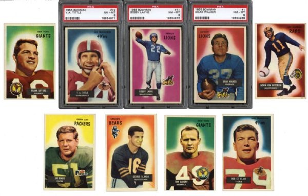 1955 BOWMAN FOOTBALL COMPLETE SET OF 160 PLUS MORE