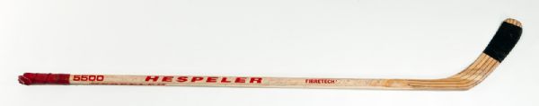 1993-94 CALGARY FLAMES TEAM SIGNED GARY ROBERTS GAME-USED STICK