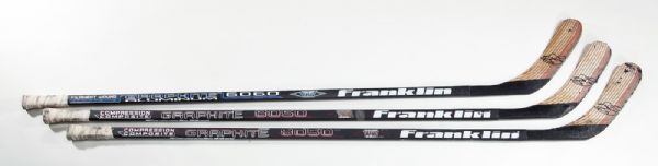 RON FRANCIS GAME-USED AND SIGNED LOT OF (3) STICKS