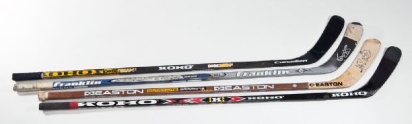 LOT OF (4) GAME-USED HOCKEY STICKS - ALL FORWARDS