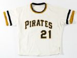 1970-71 ROBERTO CLEMENTE PITTSBURGH PIRATES GAME WORN HOME JERSEY (MEARS A9.5)