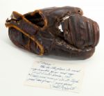 PHIL RIZZUTO AUTOGRAPHED 1941 (ROOKIE SEASON AND FIRST WORLD SERIES) GAME USED GLOVE WITH HANDWRITTEN LOA FROM RIZZUTO (EX-BARRY HALPER, EX-DAVID WELLS COLLECTION)