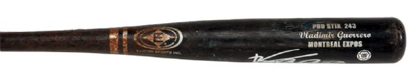 VLADIMIR GUERRERO SIGNED MONTREAL EXPOS EASTON SPORTS PRO STIX 243 GAME-USED BAT WITH INSCRIPTION "27"