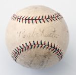 1920S BABE RUTH, LOU GEHRIG AND MILLER HUGGINS AUTOGRAPHED BASEBALL