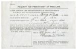 1924 BABE RUTH SIGNED INSURANCE DOCUMENT WITH FULL NAME "GEORGE H. RUTH" SIGNATURE