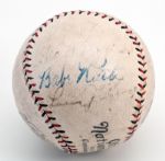 1927 BABE RUTH AUTOGRAPHED HOME RUN BALL HIT DURING HISTORIC BUSTIN BABES BARNSTORMING TOUR – ALSO SIGNED BY GEHRIG, VANCE AND OTHERS (EXCEPTIONAL PHOTO-PROVENANCE)