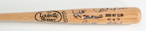 3000 HIT CLUB LIMITED EDITION (#42/72) AUTOGRAPHED BAT WITH 12 SIGNATURES