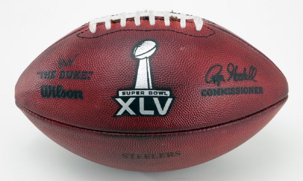 2011 SUPER BOWL XLV STEELERS GAME USED FOOTBALL "PITTSBURGH VS GREEN BAY" PSA/DNA