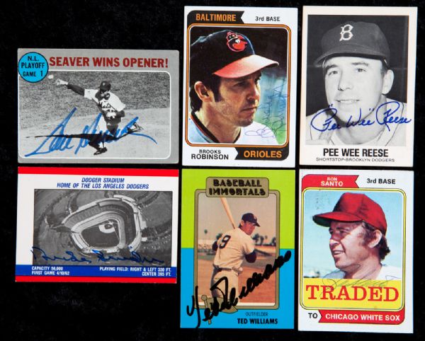 LOT OF (25) SIGNED CARDS MANY HOFERS WILLIAMS SNIDER REESE AND OTHERS