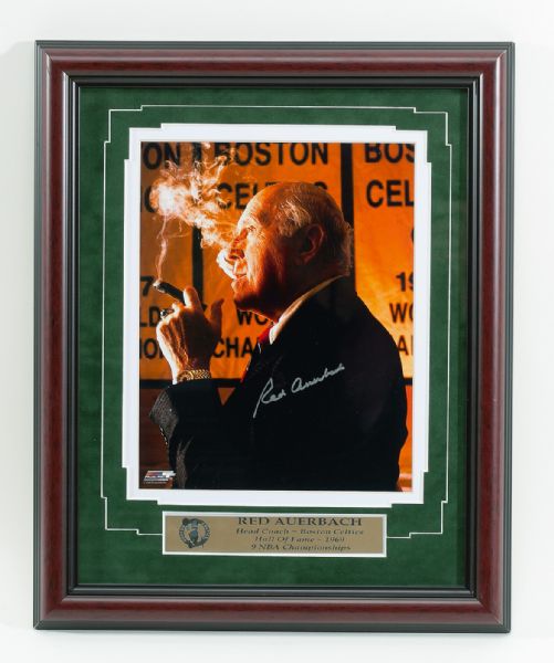 RED AUERBACH SIGNED AND FRAMED 8X10 PHOTO