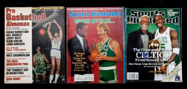 BILL RUSSELL LOT OF (3) SIGNED MAGAZINES