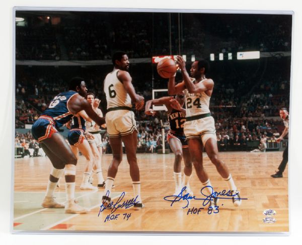 BILL RUSSELL AND SAM JONES SIGNED 16 X 20 PHOTO