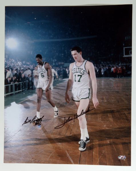BILL RUSSELL AND JOHN HAVLICEK SIGNED 16 X 20 PHOTO