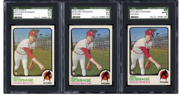 1973 TOPPS #174 RICH GOSSAGE LOT OF (3) GRADED RCS 