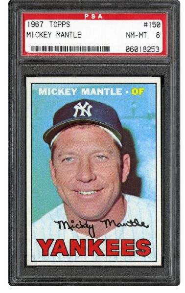 1967 TOPPS #150 MICKEY MANTLE NM-MT PSA 8