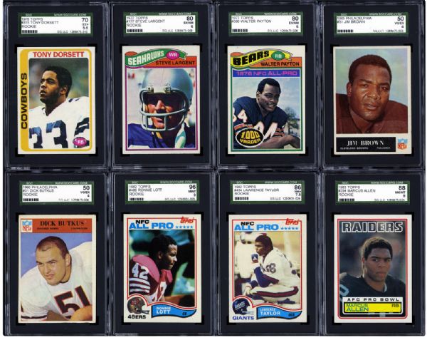 LOT OF (12) SGC GRADED FOOTBALL CARDS - HALL OF FAME PLAYERS - SEVERAL ROOKIE CARDS