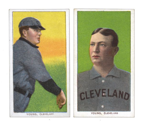 LOT OF (2) T206 CY YOUNG CARDS PORTRAIT AND BARE HAND-TRIMMED