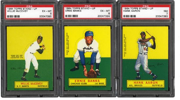 1964 TOPPS STAND-UPS PSA GRADED HALL OF FAME LOT OF 3 - AARON, BANKS, MCCOVEY
