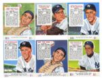 1952-54 RED MAN TOBACCO LOT OF 6 NEW YORK YANKEES (5 W/TABS) INC. BERRA (2) AND RIZZUTO