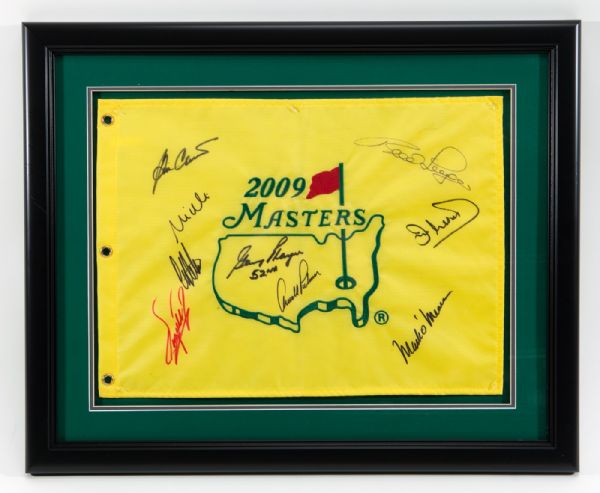 2009 MASTERS FLAG SIGNED BY PALMER, PLAYER AND SEVEN OTHERS